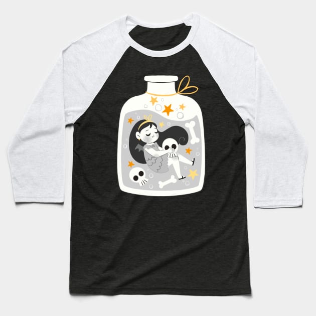 Bottled Vampire Baseball T-Shirt by Lobomaravilha